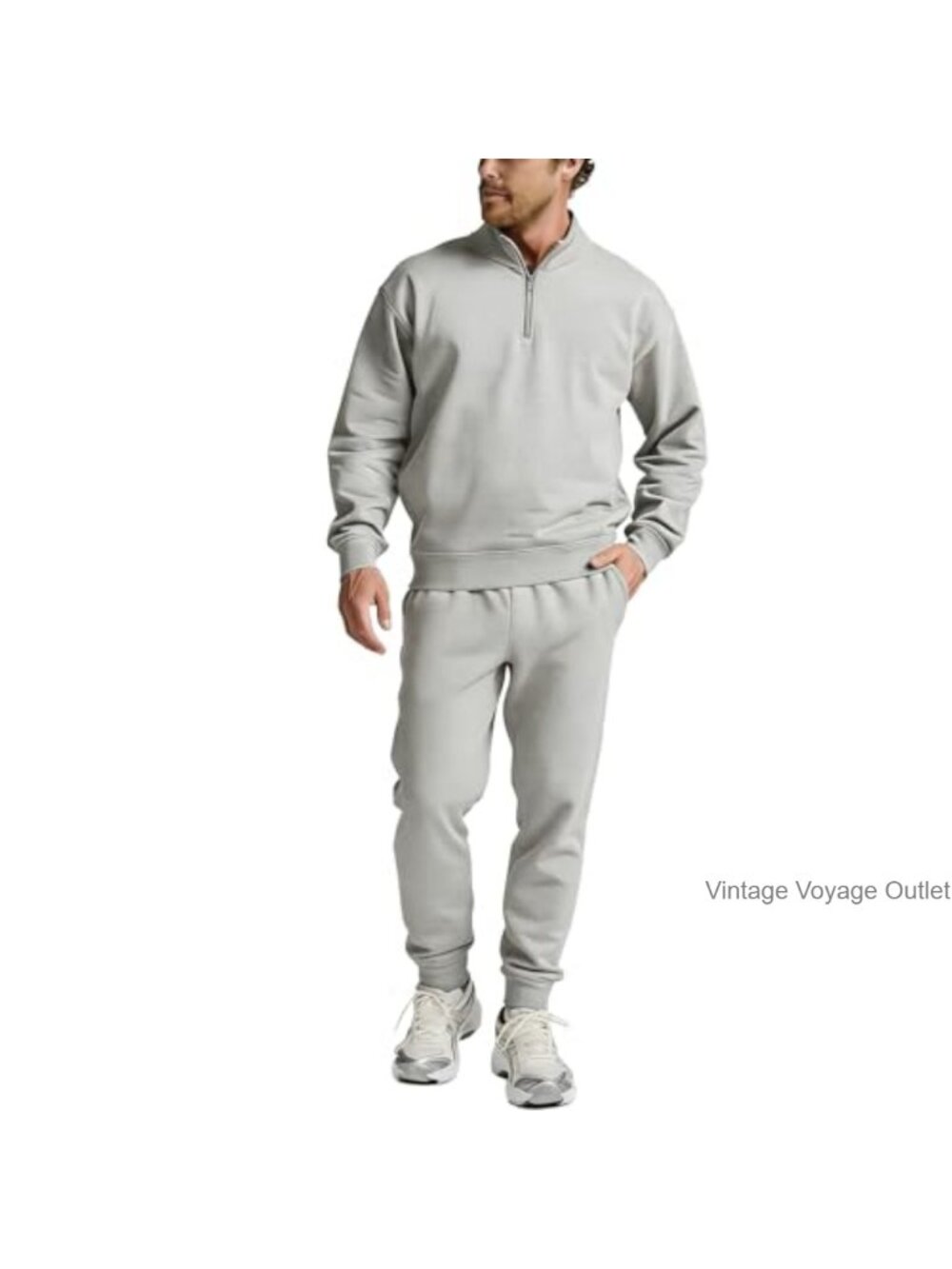 Men's Quarter Zip Tracksuit Set 2 Piece Jogger Sweatsuit Athletic Workout Lounge
